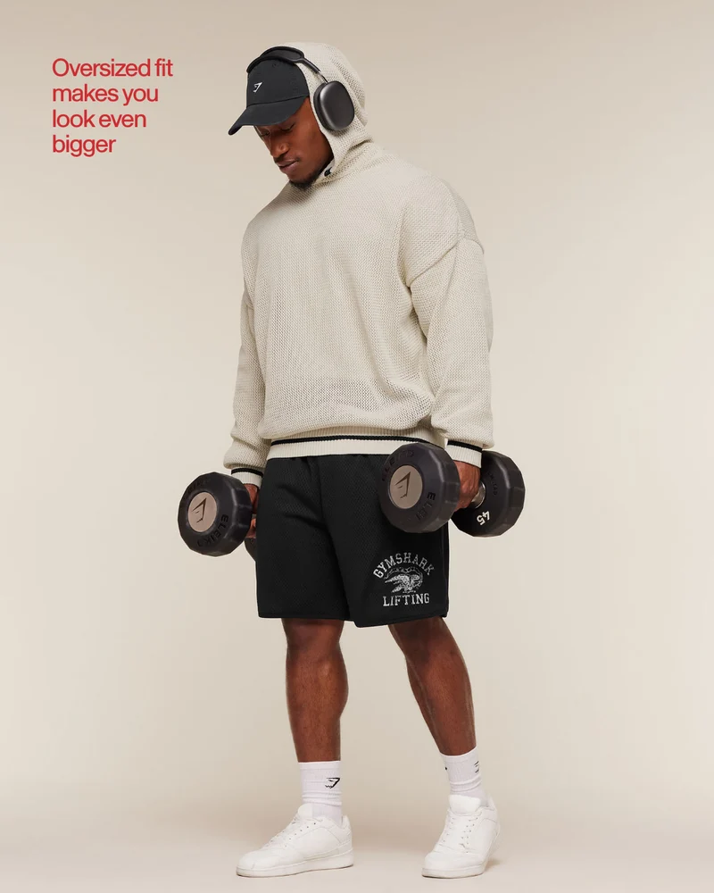 Gymshark Collective Crochet Style Hoodie - Tinted White