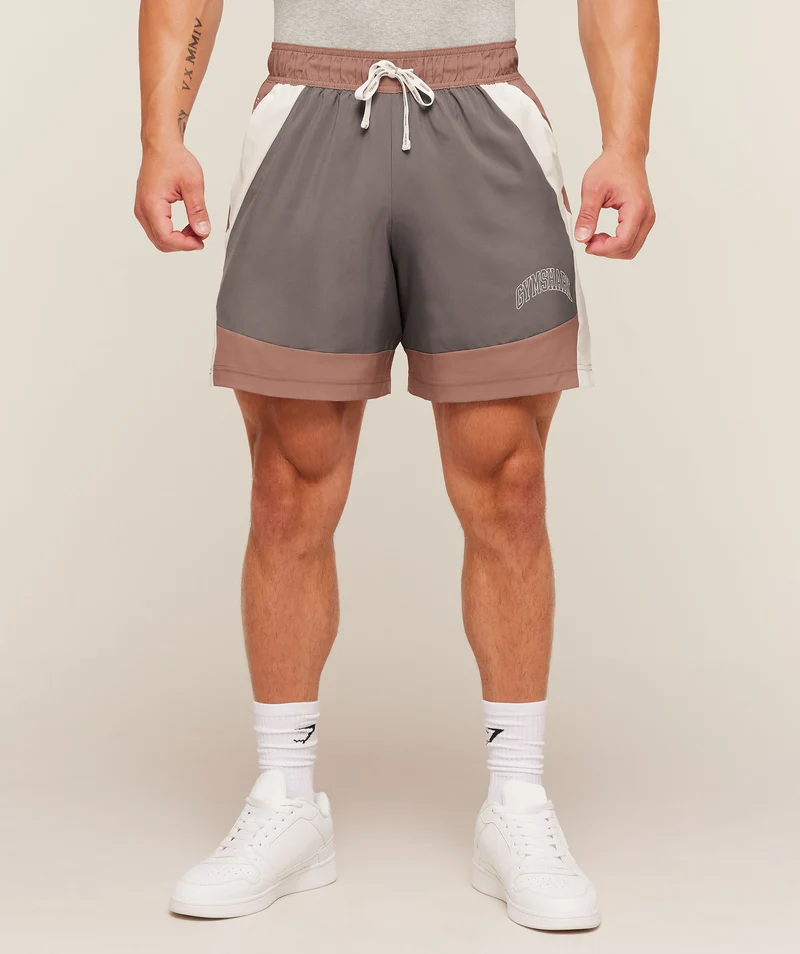 Gymshark Collegiate Tech Shorts - Taupe Brown