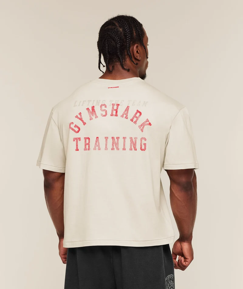 Gymshark Retro Collegiate T-Shirt - Tinted White