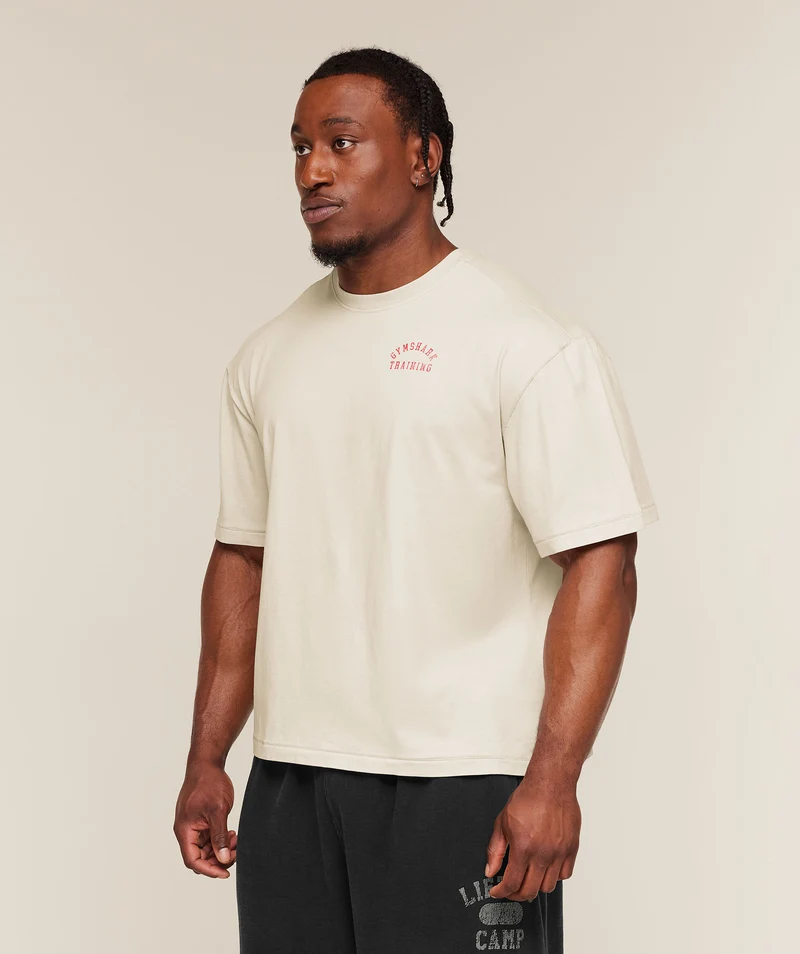 Gymshark Retro Collegiate T-Shirt - Tinted White