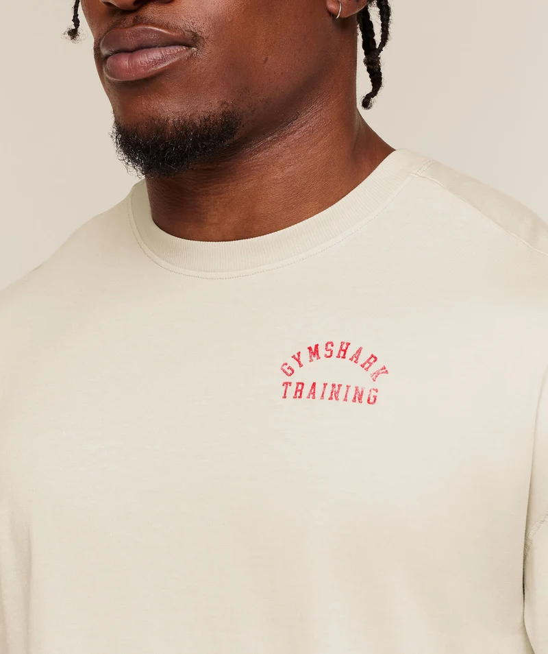 Gymshark Retro Collegiate T-Shirt - Tinted White