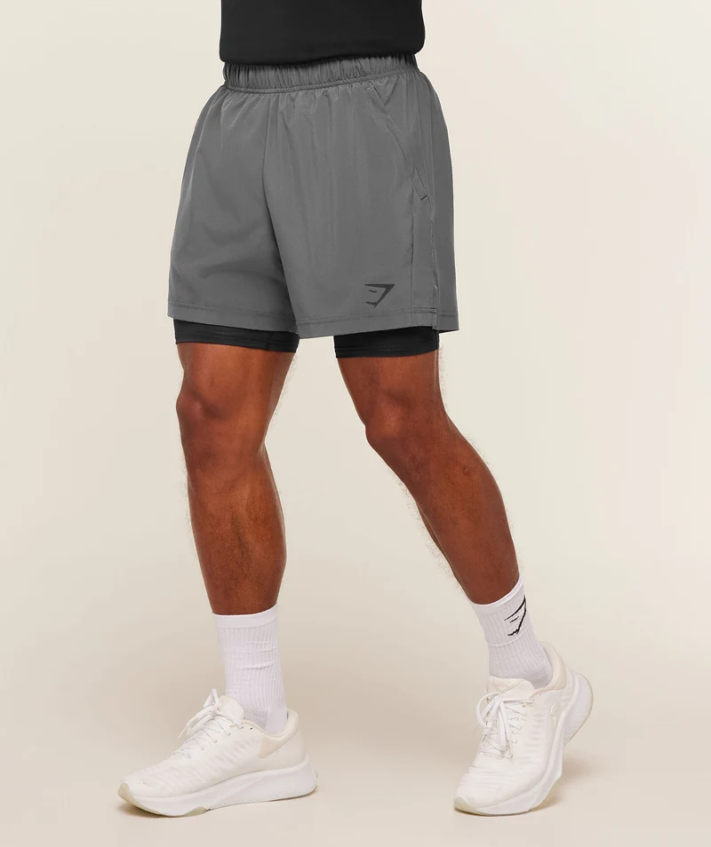Gymshark Sport 5" 2-in-1 Shorts - Dark Grey/Black