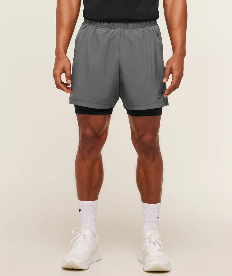 Gymshark Sport 5" 2-in-1 Shorts - Dark Grey/Black