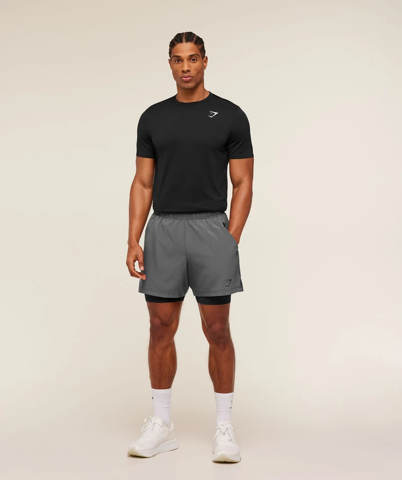 Gymshark Sport 5" 2-in-1 Shorts - Dark Grey/Black