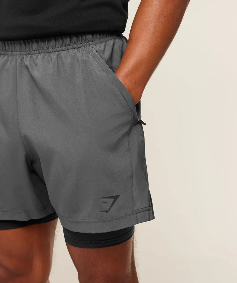 Gymshark Sport 5" 2-in-1 Shorts - Dark Grey/Black