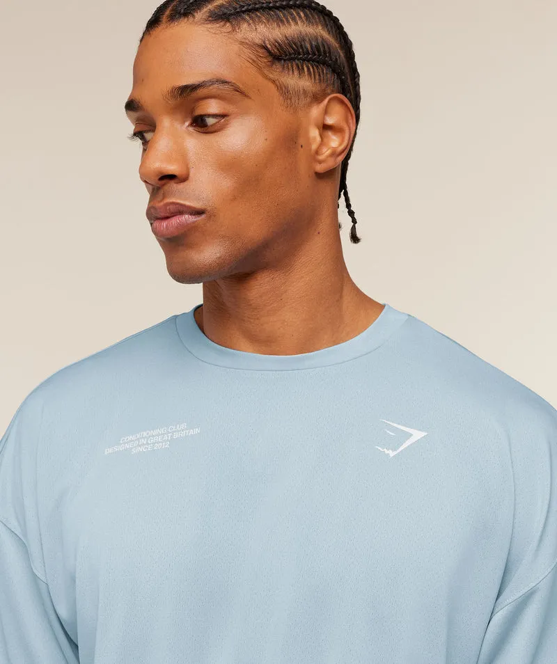 Gymshark Conditioning Club Oversized T-Shirt - Chilled Blue/White
