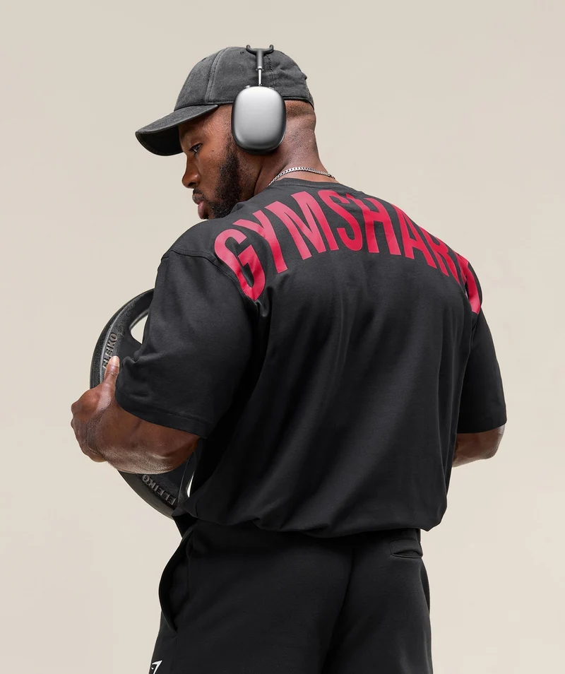 Gymshark Power T-Shirt - Black/Conditioning Red