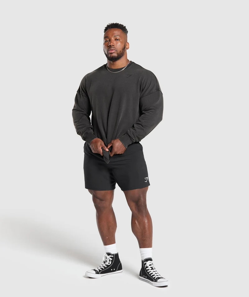 Gymshark Power Washed Crew - Black/Acid Wash Small Ball