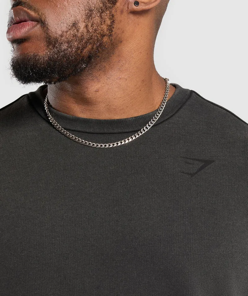 Gymshark Power Washed Crew - Black/Acid Wash Small Ball