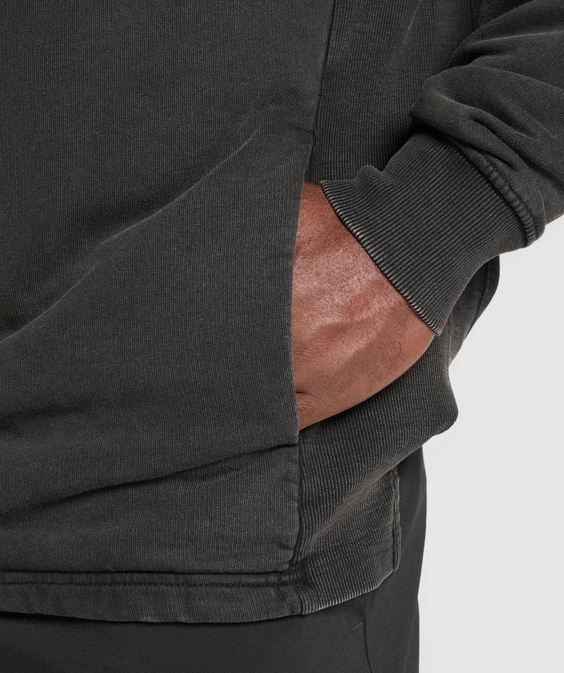 Gymshark Power Washed Crew - Black/Acid Wash Small Ball