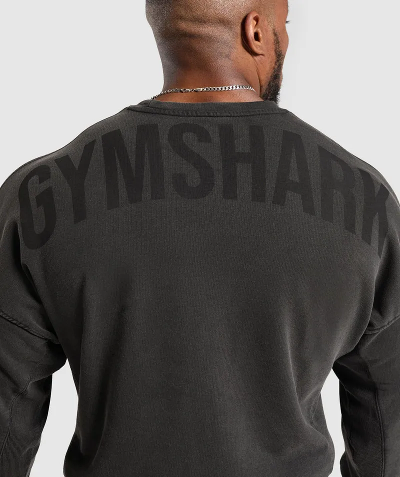 Gymshark Power Washed Crew - Black/Acid Wash Small Ball