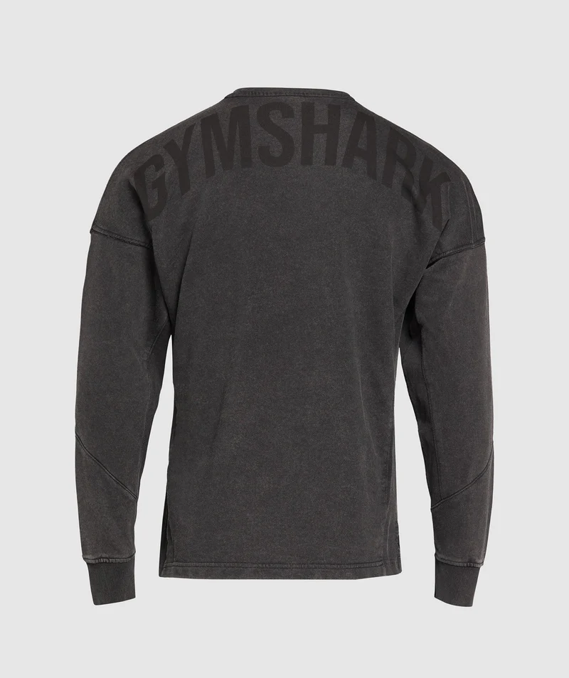 Gymshark Power Washed Crew - Black/Acid Wash Small Ball