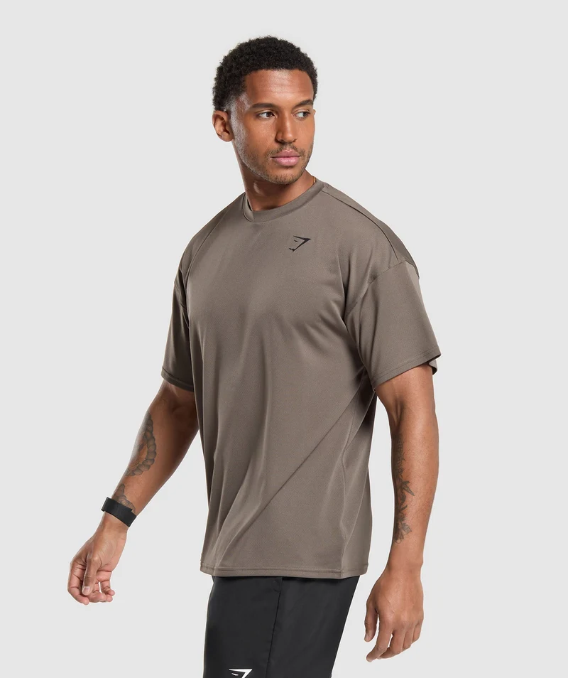 Gymshark Arrival Oversized T-Shirt - Camo Brown