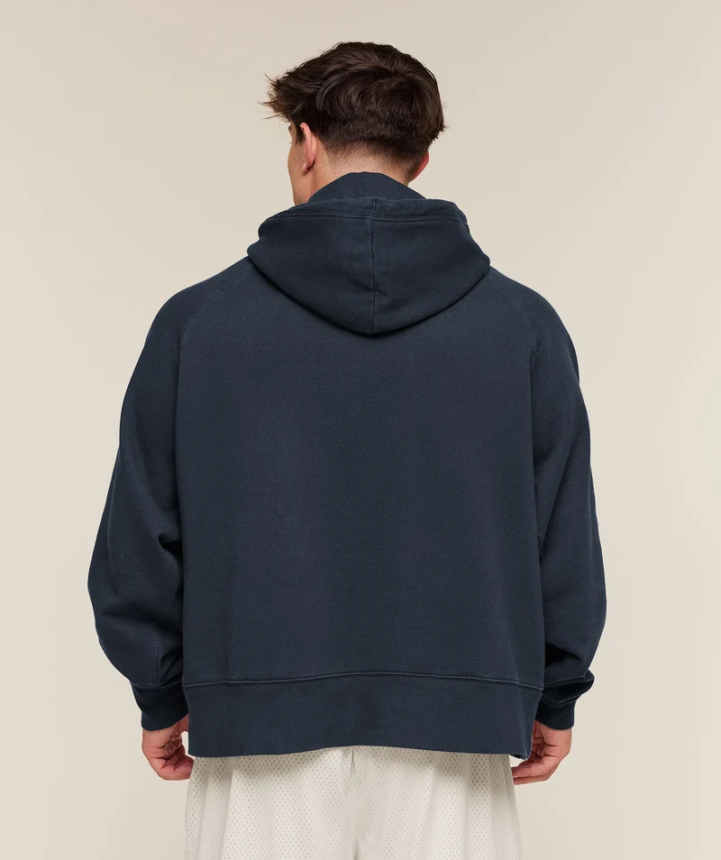 Gymshark Retro Collegiate Graphic Hoodie - Heavy Blue
