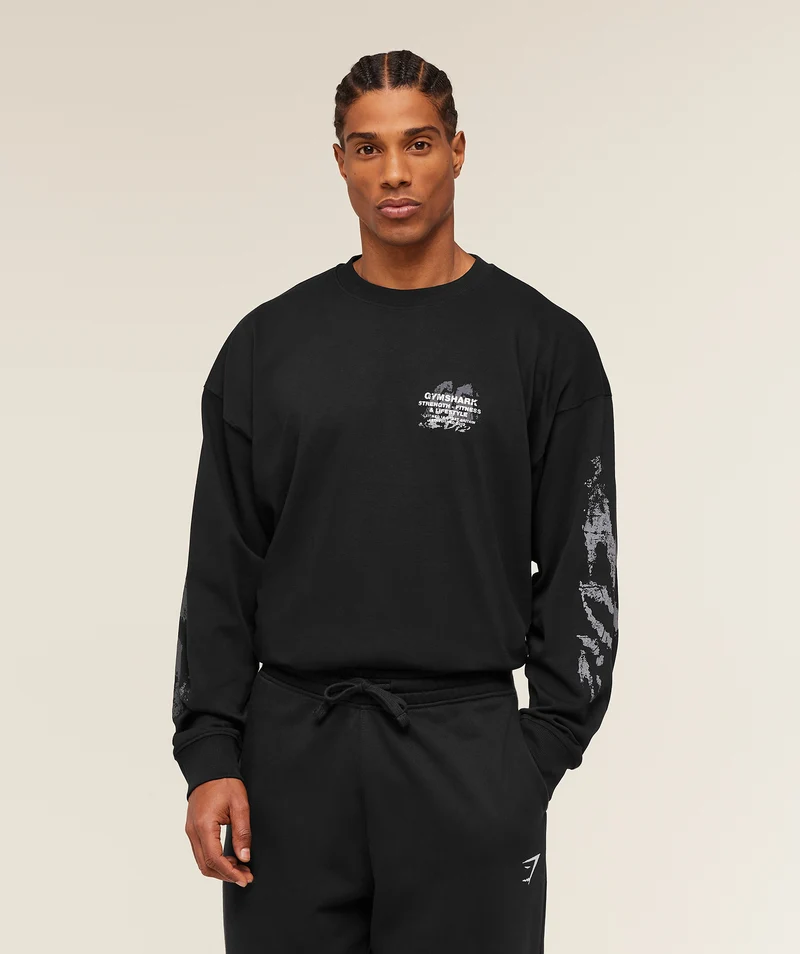 Gymshark Strength Fitness & Lifestyle Long Sleeve T-Shirt - Black