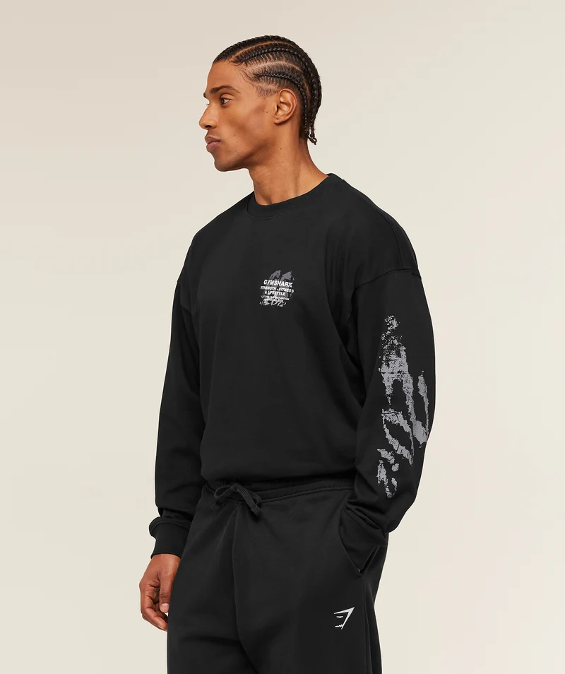 Gymshark Strength Fitness & Lifestyle Long Sleeve T-Shirt - Black