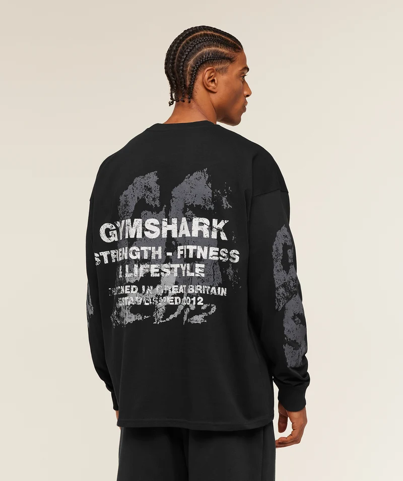 Gymshark Strength Fitness & Lifestyle Long Sleeve T-Shirt - Black
