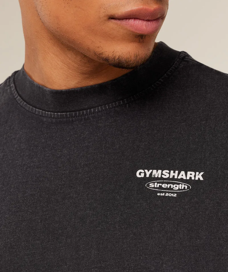 Gymshark Strength Stars Washed Graphic T-Shirt - Black