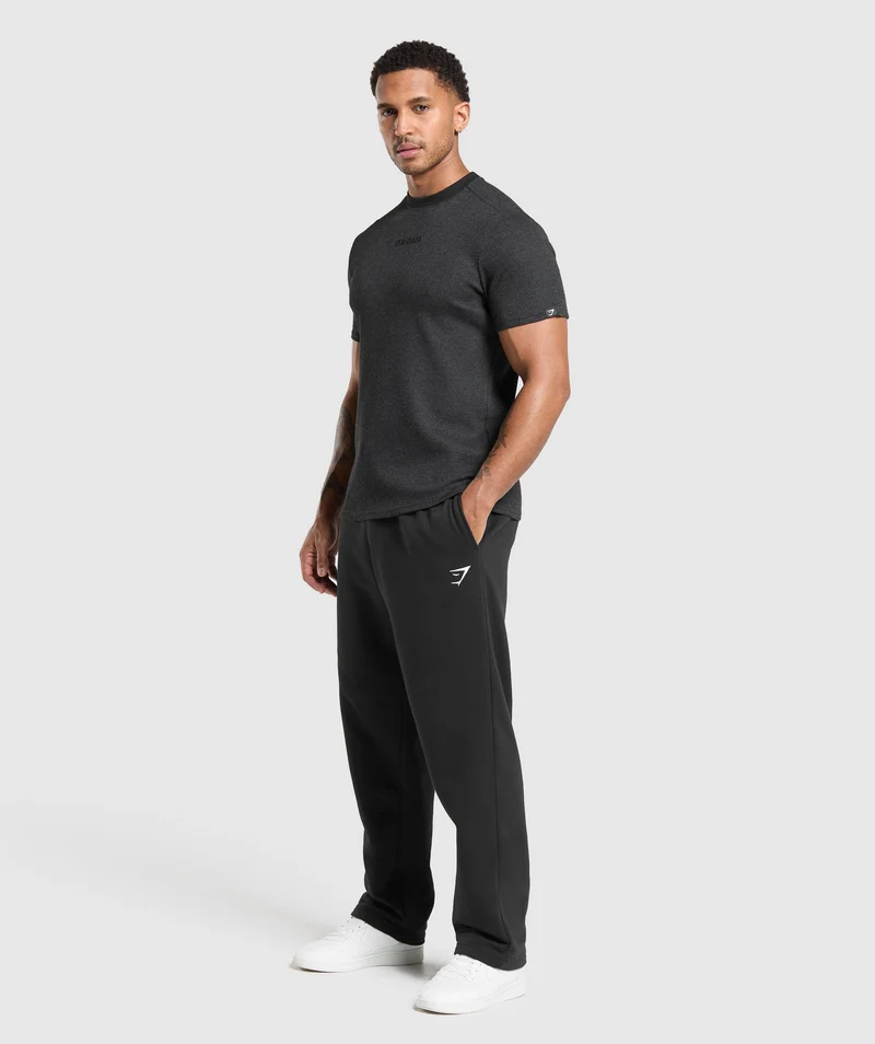 Gymshark Waffle T-Shirt - Black/Cotton Part Dye