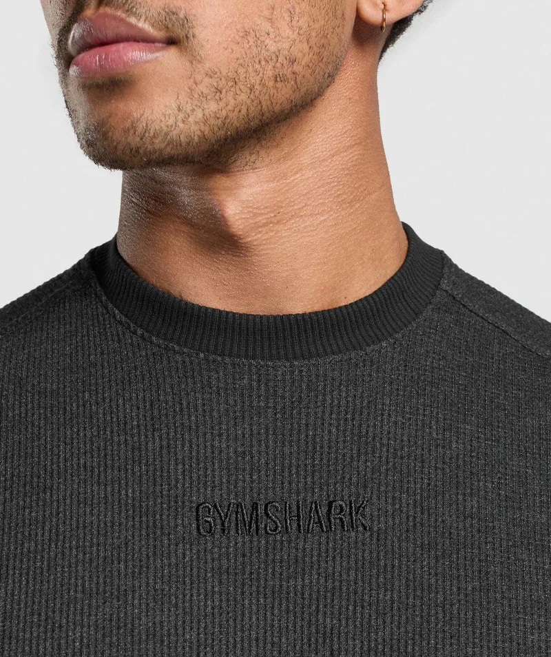 Gymshark Waffle T-Shirt - Black/Cotton Part Dye