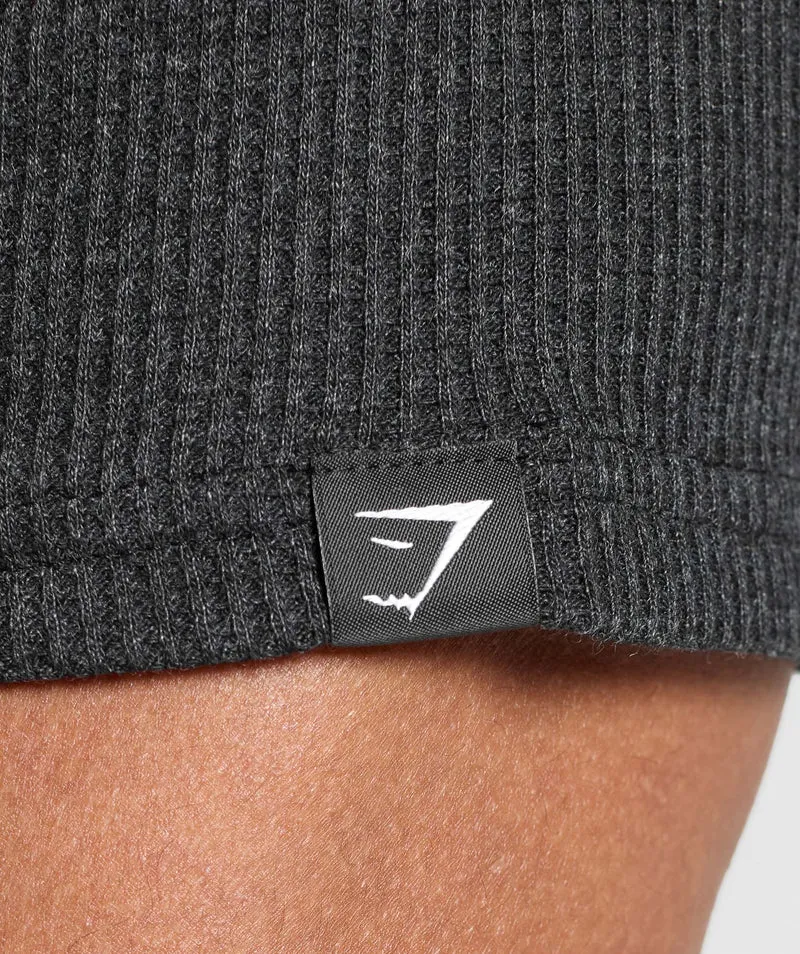 Gymshark Waffle T-Shirt - Black/Cotton Part Dye