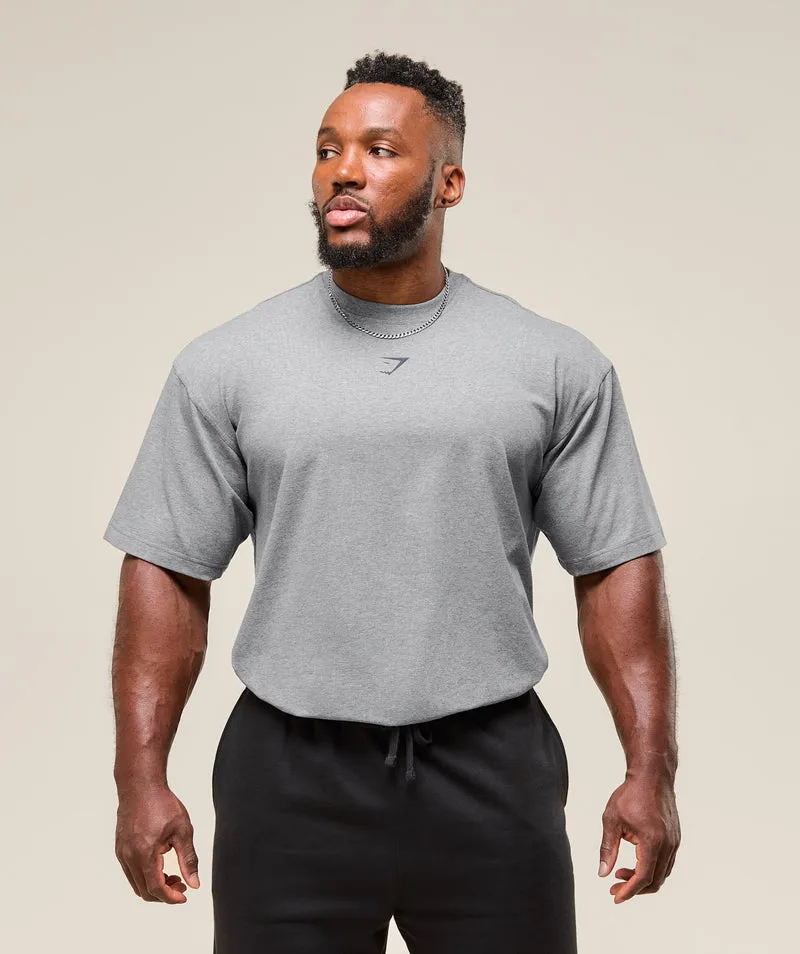 Gymshark Power T-Shirt - Charcoal Core Marl/Heavy Blue