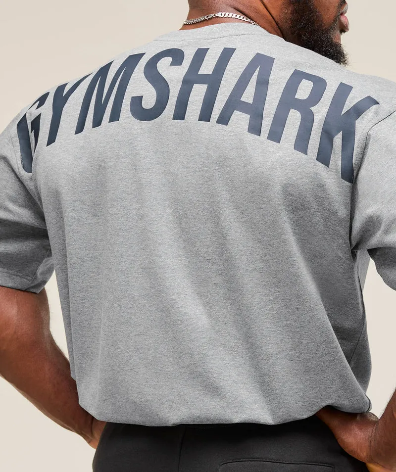 Gymshark Power T-Shirt - Charcoal Core Marl/Heavy Blue