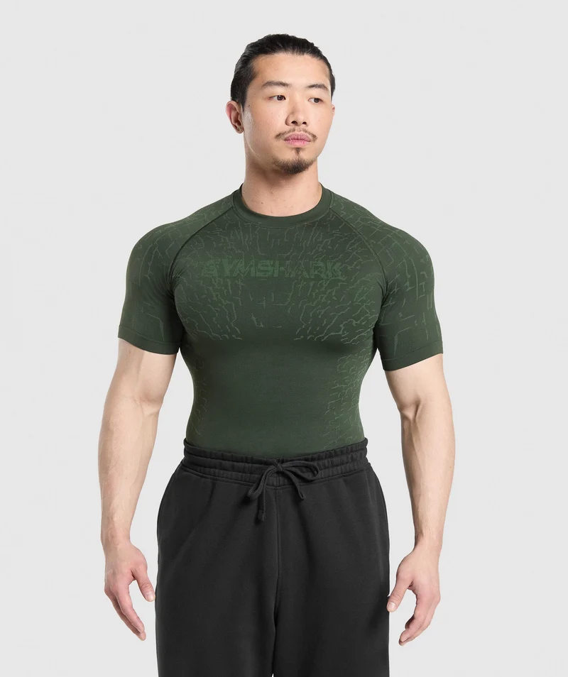 Gymshark Tectonic Seamless T Shirt - Trail Green/Classic Green