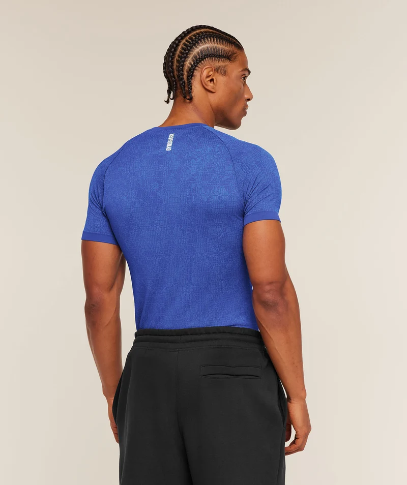 Gymshark Geo Seamless Grid T-Shirt - Force Blue/Steady Purple