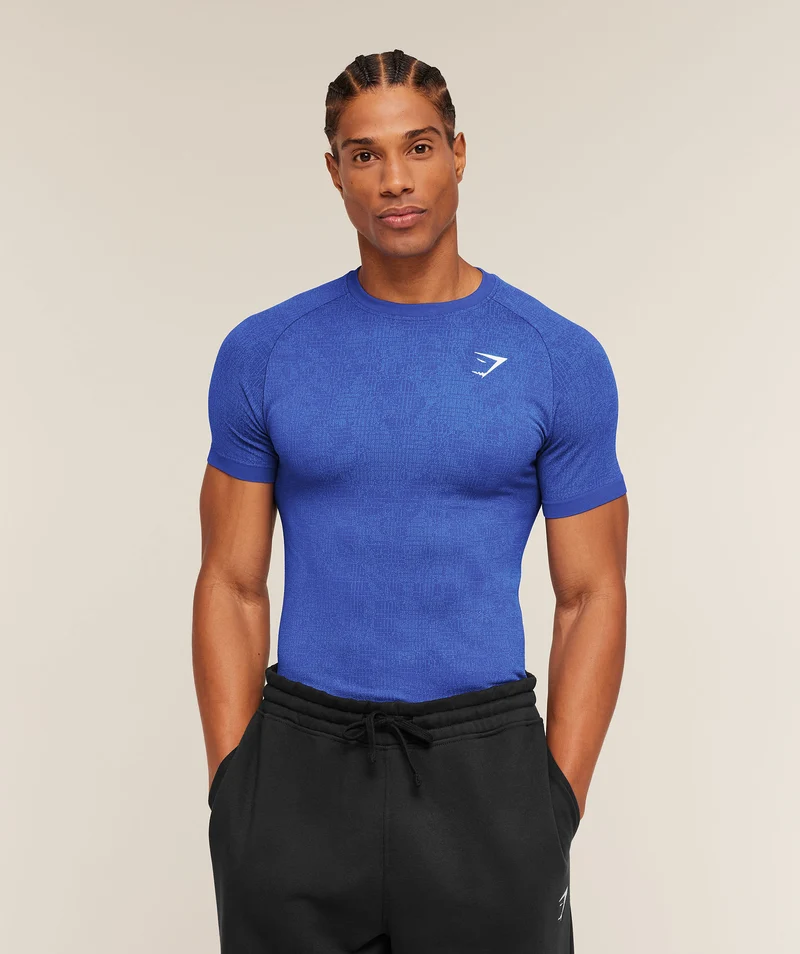 Gymshark Geo Seamless Grid T-Shirt - Force Blue/Steady Purple