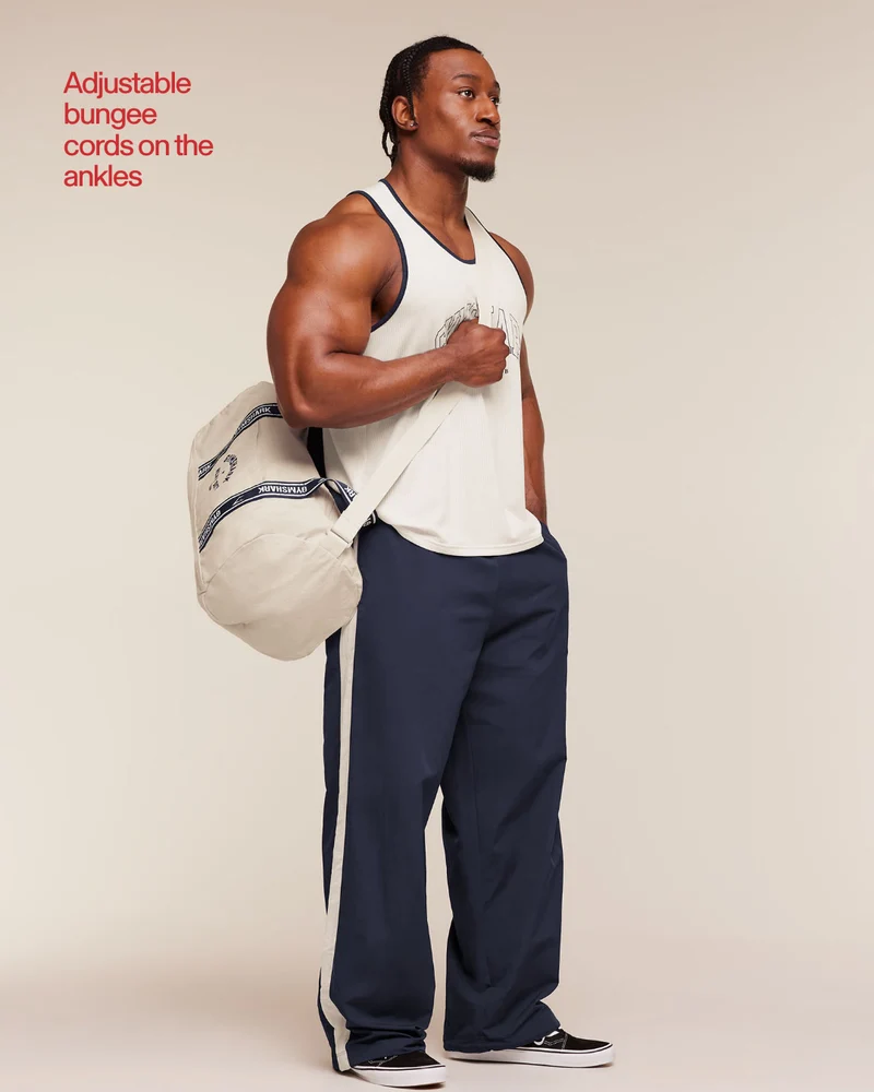 Gymshark Retro Collegiate Track Pants - Heavy Blue/Tinted White