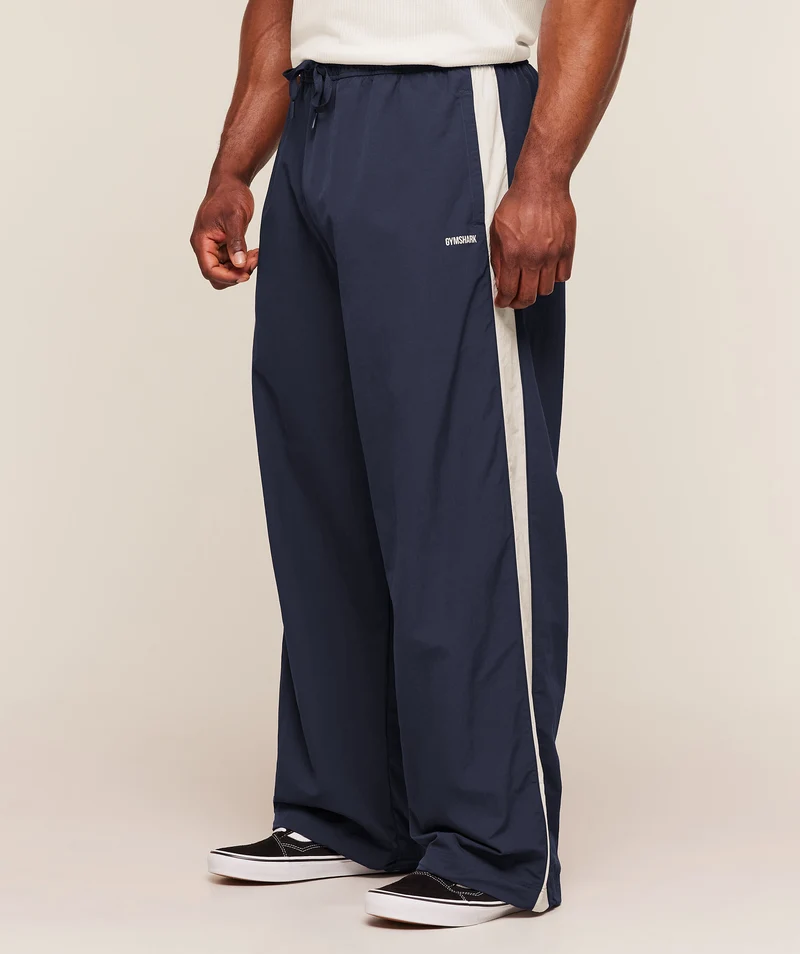 Gymshark Retro Collegiate Track Pants - Heavy Blue/Tinted White