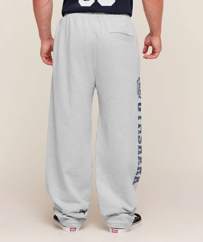 Gymshark Retro Collegiate Graphic Wide Leg Pants - Soft Grey Marl