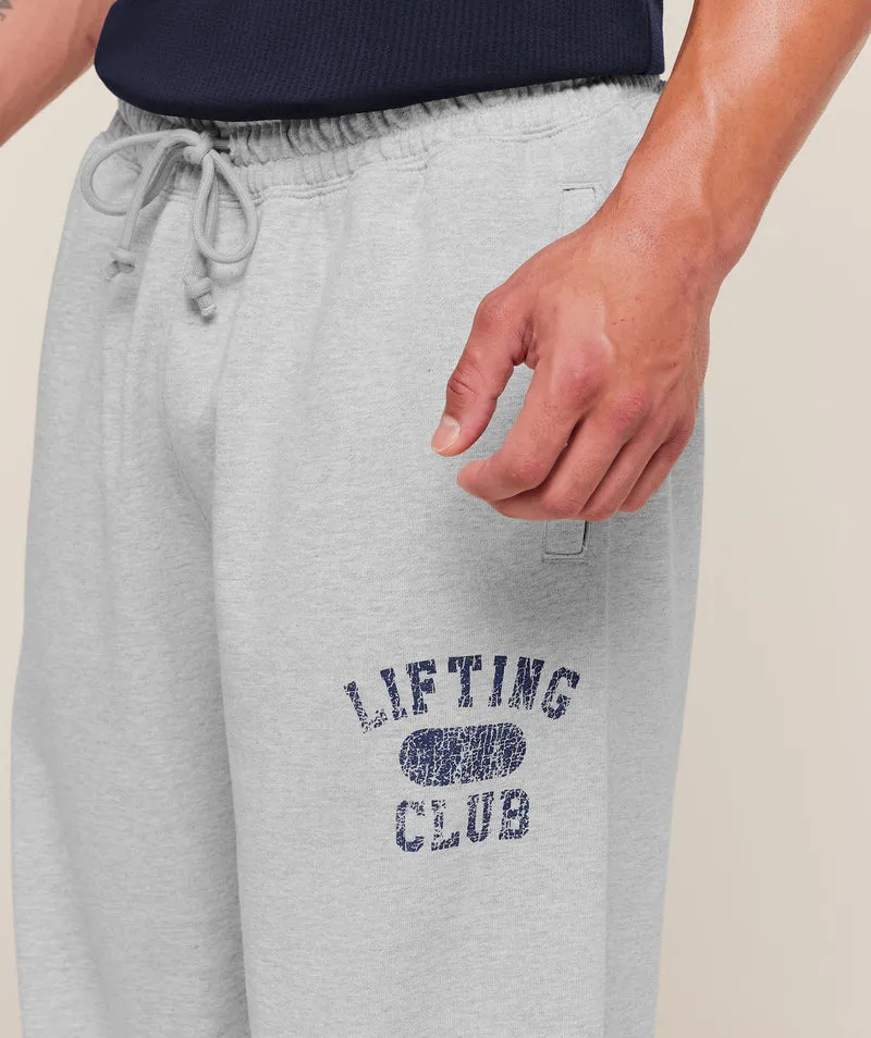 Gymshark Retro Collegiate Graphic Wide Leg Pants - Soft Grey Marl