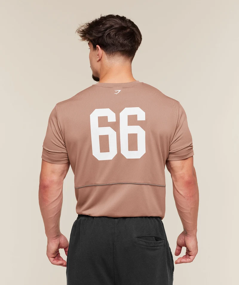 Gymshark Collegiate Tech T-Shirt - Taupe Brown