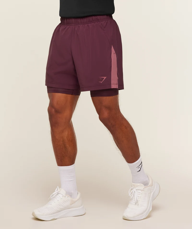 Gymshark Sport 5" 2-in-1 Shorts - Impact Burgundy/Reset Pink