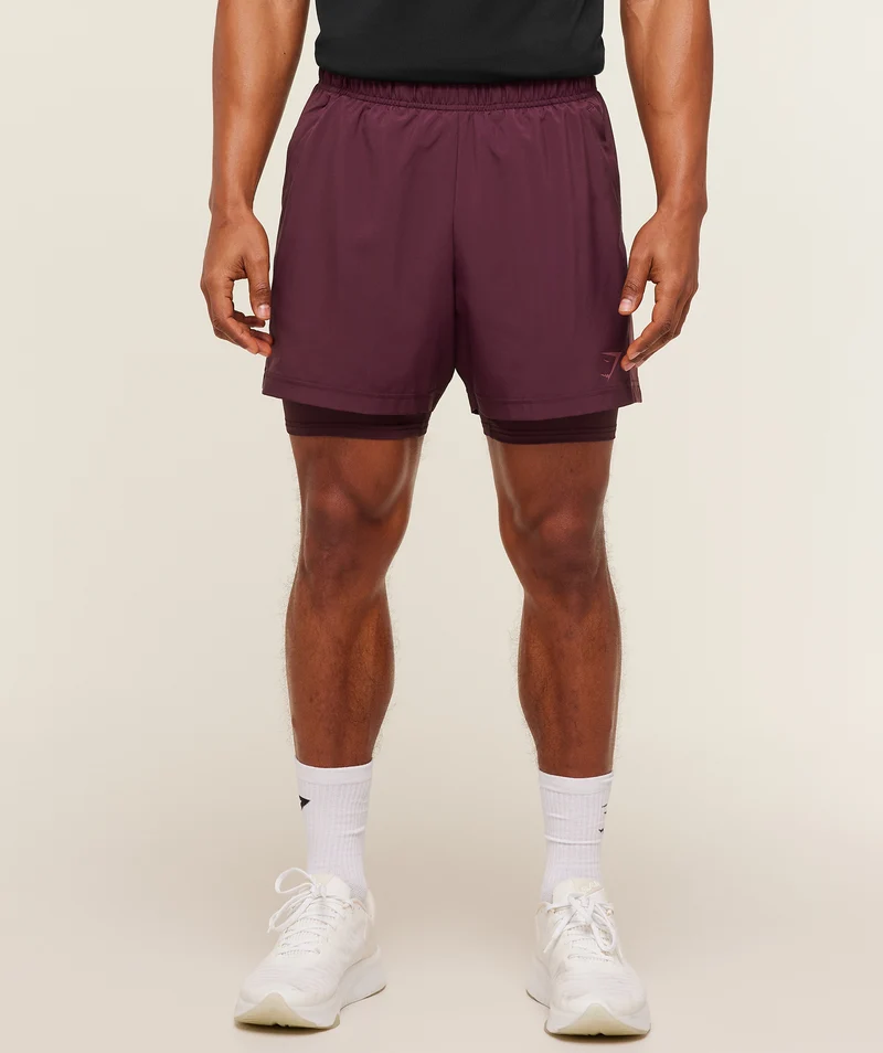 Gymshark Sport 5" 2-in-1 Shorts - Impact Burgundy/Reset Pink