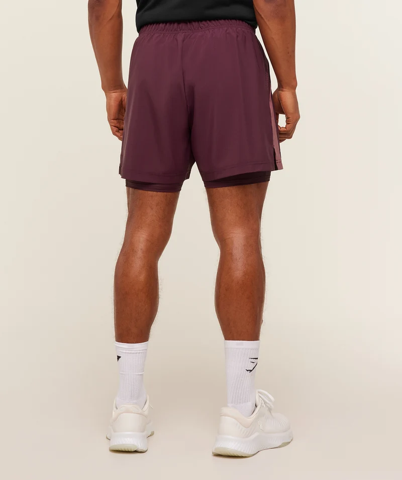 Gymshark Sport 5" 2-in-1 Shorts - Impact Burgundy/Reset Pink