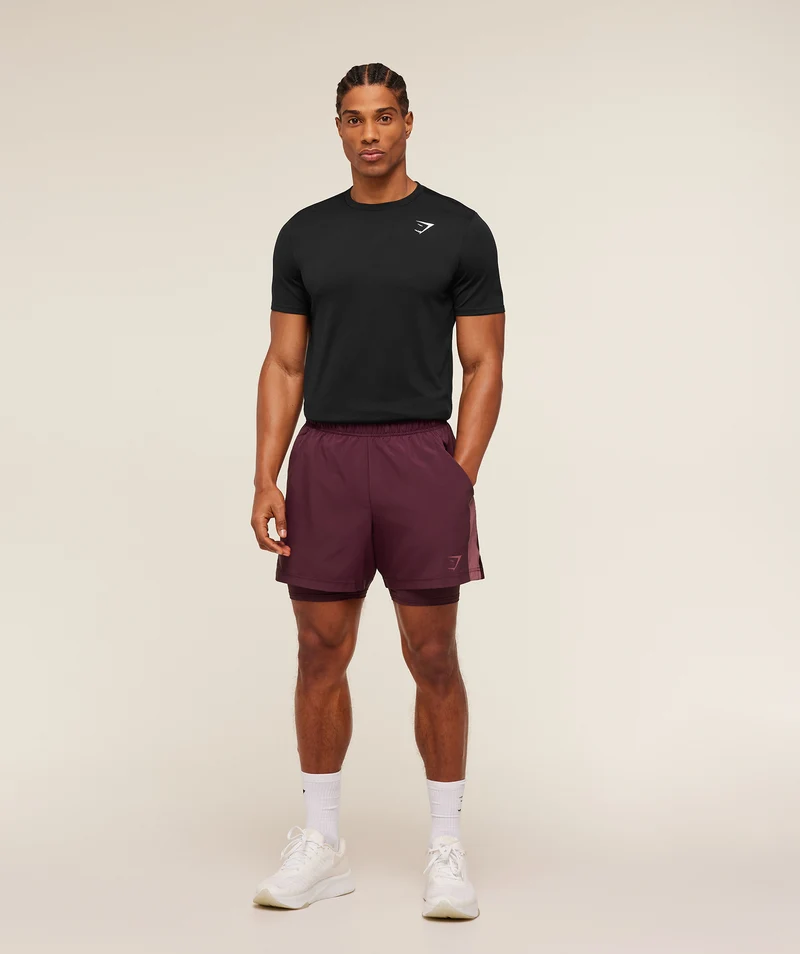 Gymshark Sport 5" 2-in-1 Shorts - Impact Burgundy/Reset Pink