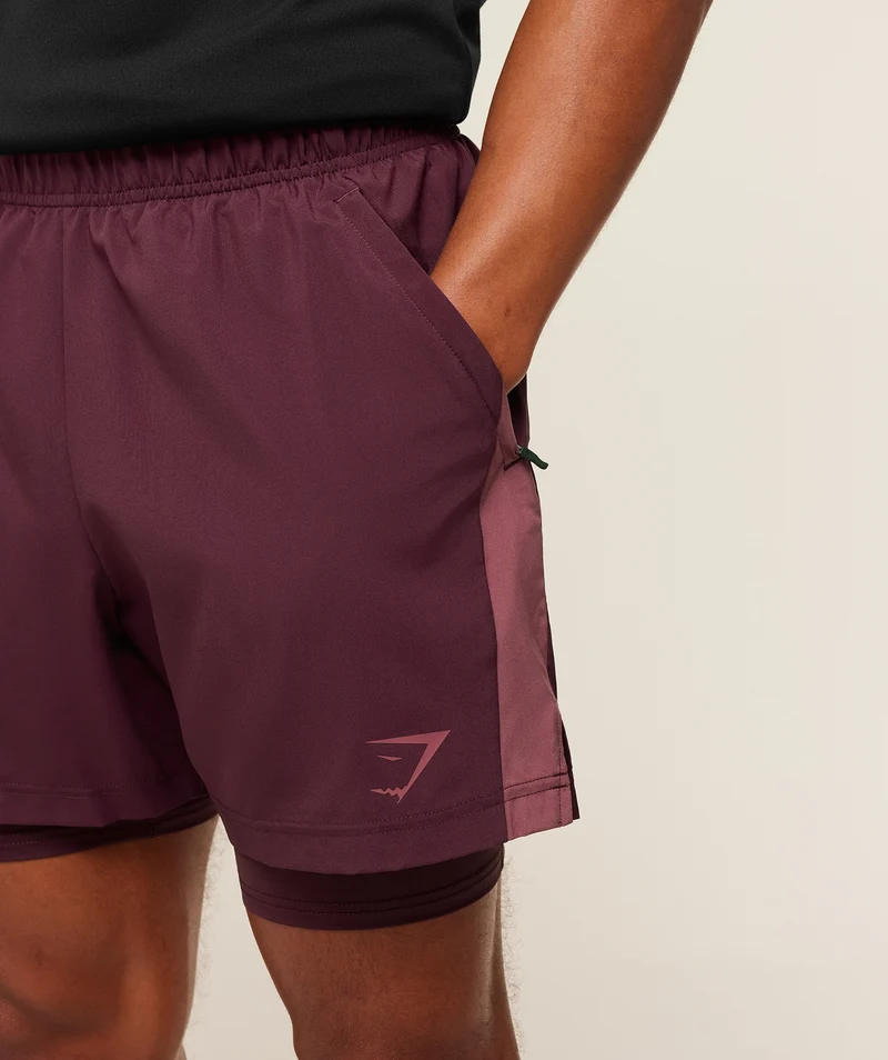 Gymshark Sport 5" 2-in-1 Shorts - Impact Burgundy/Reset Pink