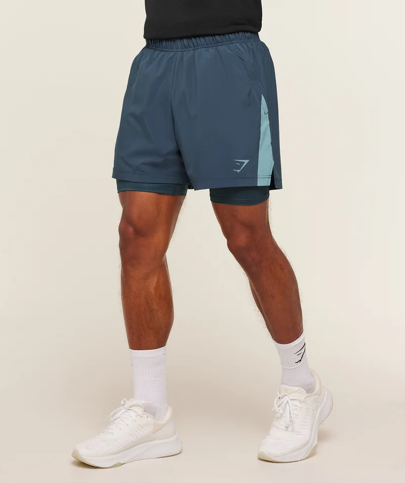 Gymshark Sport 5" 2-in-1 Shorts - Stealth Blue/Storm Blue