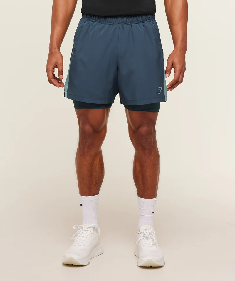 Gymshark Sport 5" 2-in-1 Shorts - Stealth Blue/Storm Blue
