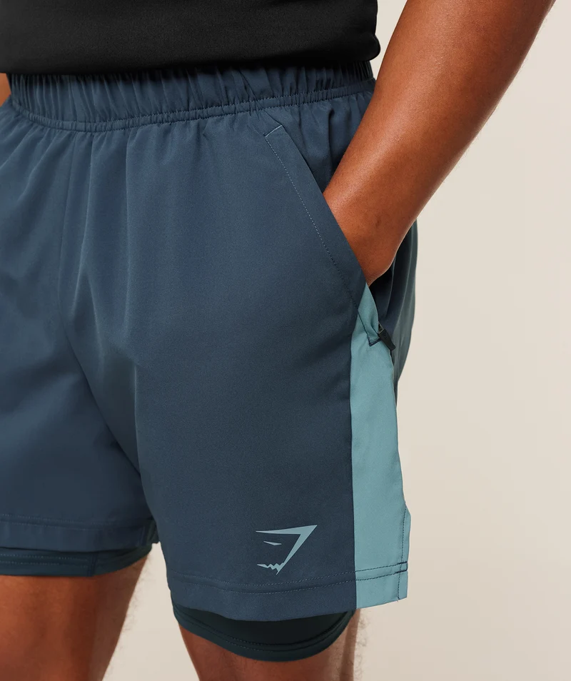 Gymshark Sport 5" 2-in-1 Shorts - Stealth Blue/Storm Blue