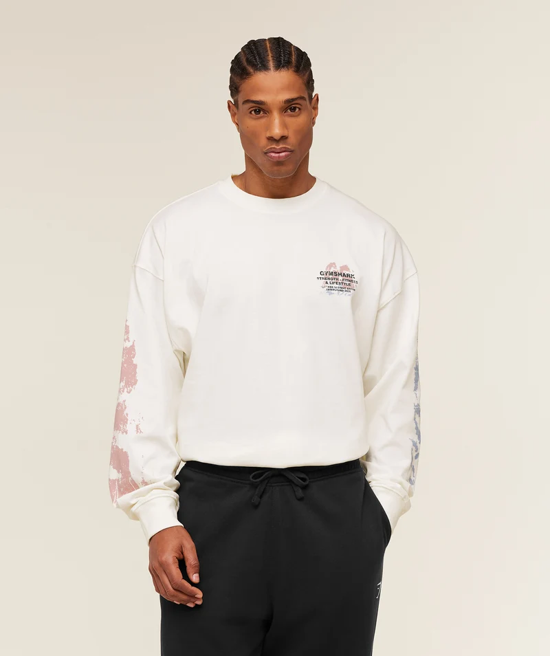 Gymshark Strength Fitness & Lifestyle Long Sleeve T-Shirt - Soft White