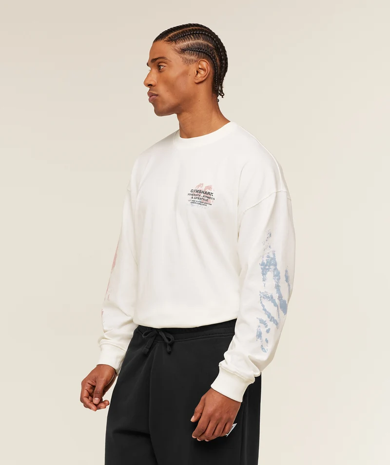Gymshark Strength Fitness & Lifestyle Long Sleeve T-Shirt - Soft White