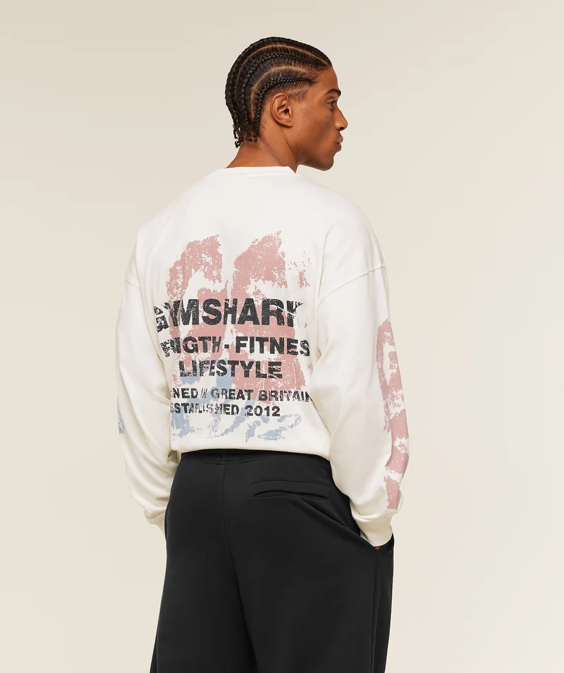 Gymshark Strength Fitness & Lifestyle Long Sleeve T-Shirt - Soft White