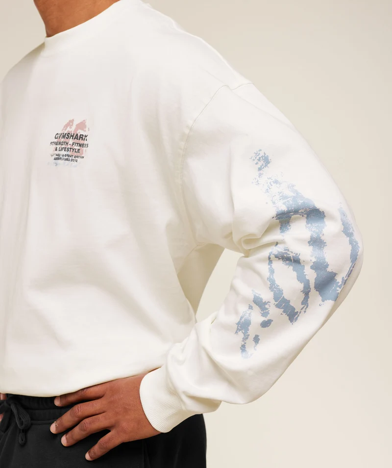 Gymshark Strength Fitness & Lifestyle Long Sleeve T-Shirt - Soft White