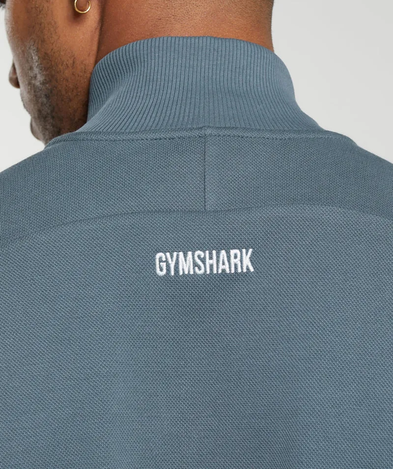 Gymshark Pique Track Jacket - Titanium Blue/Fresh Blue