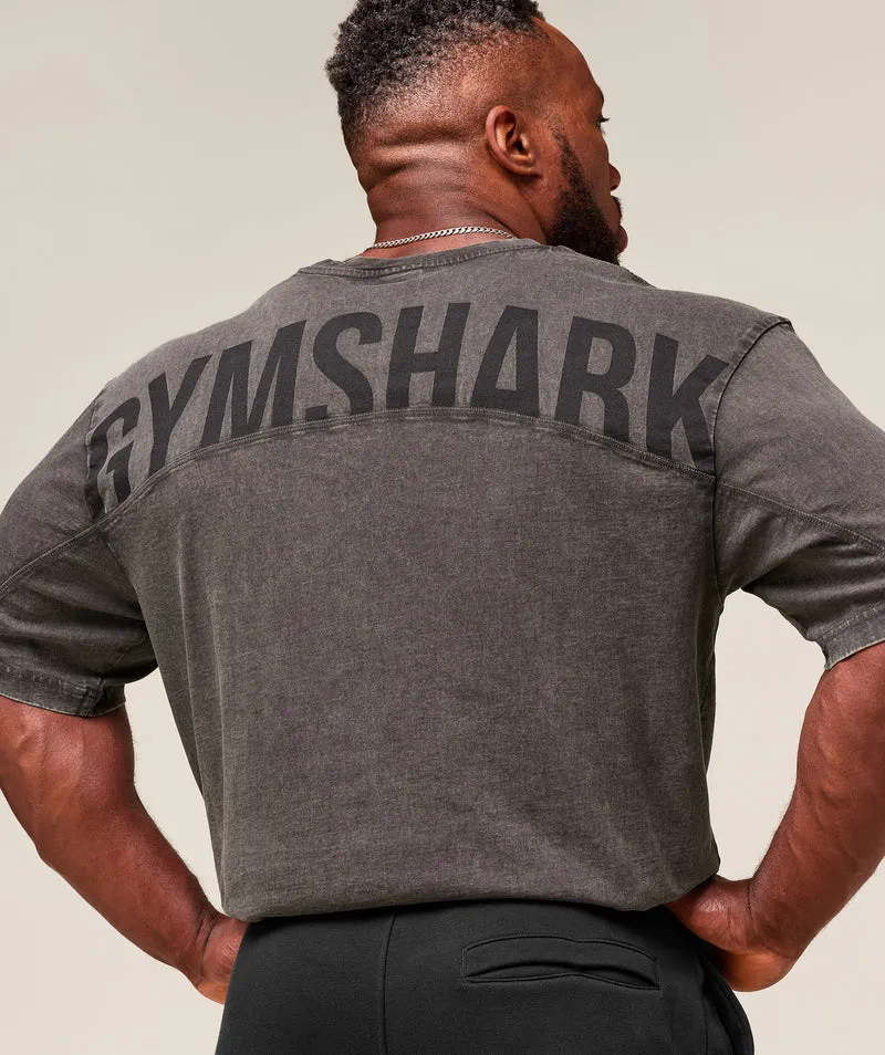 Gymshark Power Washed T-Shirt - Onyx Grey/Acid Wash Small Ball