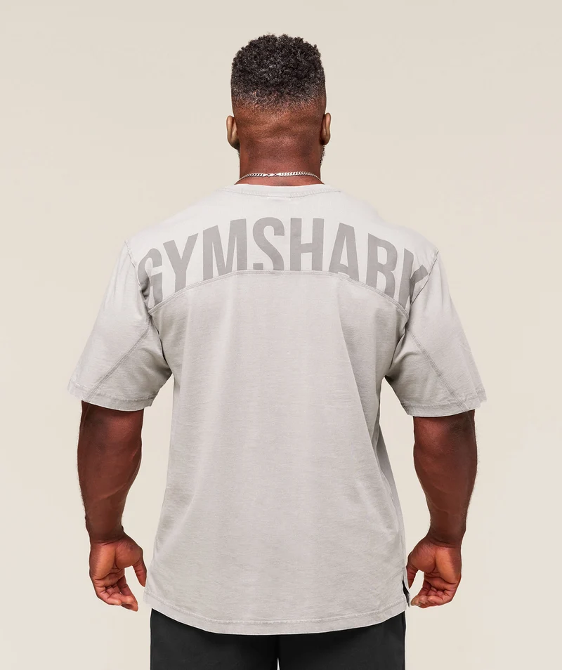 Gymshark Power Washed T-Shirt - Smokey Grey/Acid Wash Small Ball